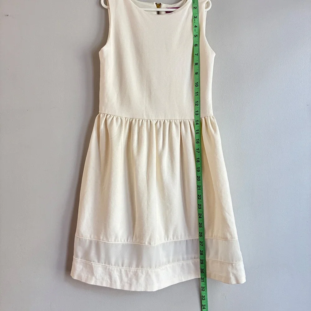 AQUA Sleeveless Fit Flare Dress Girls Large Cream Mesh Hem Party Zipper